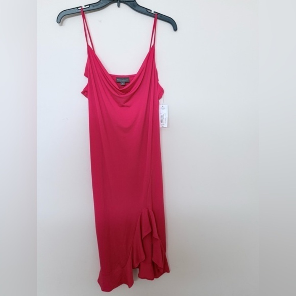 BOLD elements Sexy Hot Tomato Ruffle Bottom Asymmetrical Dress size M